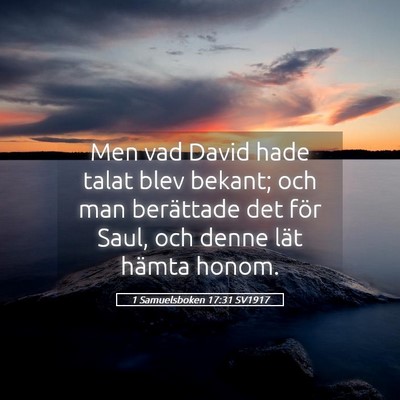 Picture 05 - 1 Samuelsboken 17:31 SV1917 - Men vad David hade talat blev bekant; och man - Bible Verse Picture