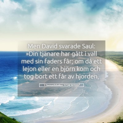 Picture 05 - 1 Samuelsboken 17:34 SV1917 - Men David svarade Saul: »Din tjänare har gått - Bible Verse Picture