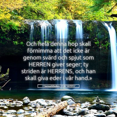 Picture 05 - 1 Samuelsboken 17:47 SV1917 - Och hela denna hop skall förnimma att det icke - Bible Verse Picture