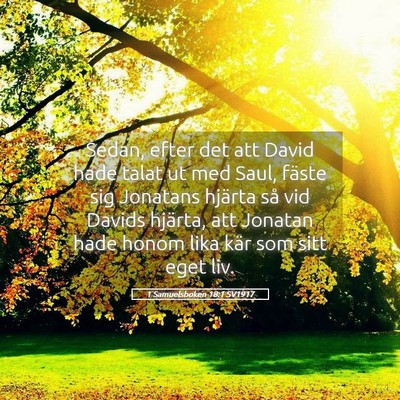Picture 05 - 1 Samuelsboken 18:1 SV1917 - Sedan, efter det att David hade talat ut med - Bible Verse Picture