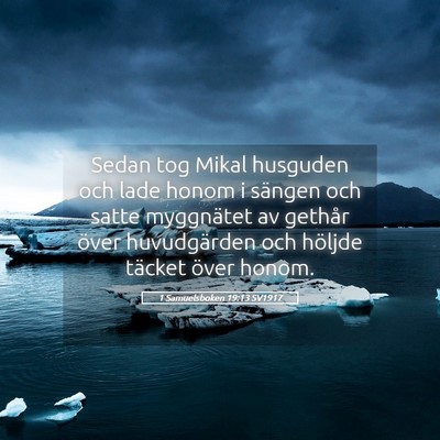 Picture 05 - 1 Samuelsboken 19:13 SV1917 - Sedan tog Mikal husguden och lade honom i sängen - Bible Verse Picture