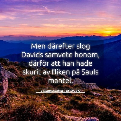 Picture 05 - 1 Samuelsboken 24:6 SV1917 - Men därefter slog Davids samvete honom, därför - Bible Verse Picture