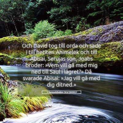 Picture 05 - 1 Samuelsboken 26:6 SV1917 - Och David tog till orda och sade I till hetiten - Bible Verse Picture
