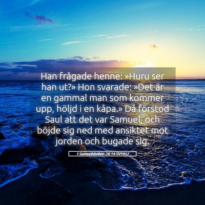 Picture 05 - 1 Samuelsboken 28:14 SV1917 - Han frågade henne: »Huru ser han ut?» Hon - Bible Verse Picture