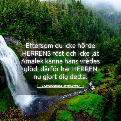 Picture 05 - 1 Samuelsboken 28:18 SV1917 - Eftersom du icke hörde HERRENS röst och icke - Bible Verse Picture