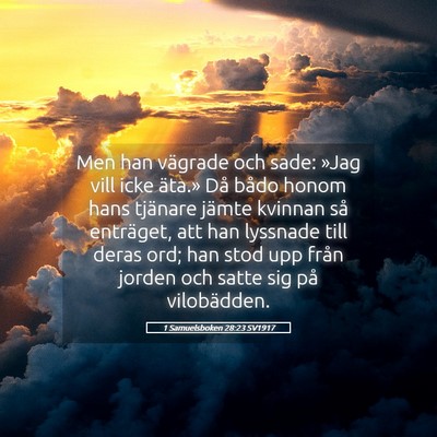 Picture 05 - 1 Samuelsboken 28:23 SV1917 - Men han vägrade och sade: »Jag vill icke - Bible Verse Picture