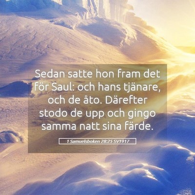 Picture 05 - 1 Samuelsboken 28:25 SV1917 - Sedan satte hon fram det för Saul: och hans - Bible Verse Picture