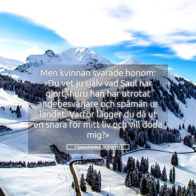 Picture 05 - 1 Samuelsboken 28:9 SV1917 - Men kvinnan svarade honom: »Du vet ju själv vad - Bible Verse Picture