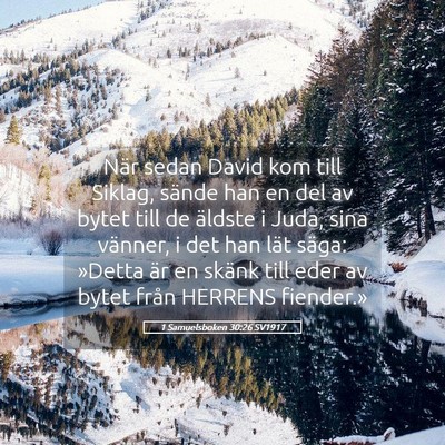 Picture 05 - 1 Samuelsboken 30:26 SV1917 - När sedan David kom till Siklag, sände han en - Bible Verse Picture
