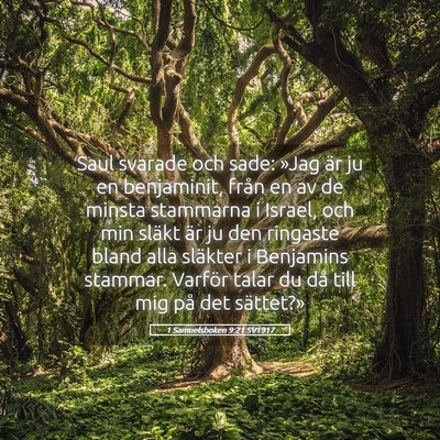 Picture 05 - 1 Samuelsboken 9:21 SV1917 - Saul svarade och sade: »Jag är ju en - Bible Verse Picture
