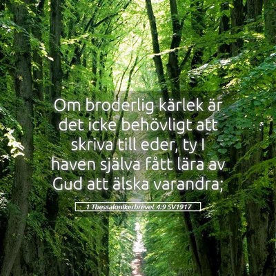 Picture 05 - 1 Thessalonikerbrevet 4:9 SV1917 - Om broderlig kärlek är det icke behövligt att - Bible Verse Picture