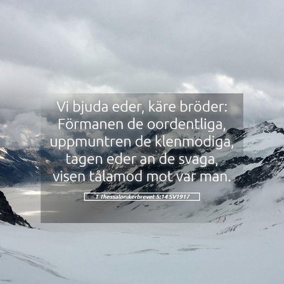 Picture 05 - 1 Thessalonikerbrevet 5:14 SV1917 - Vi bjuda eder, käre bröder: Förmanen de - Bible Verse Picture