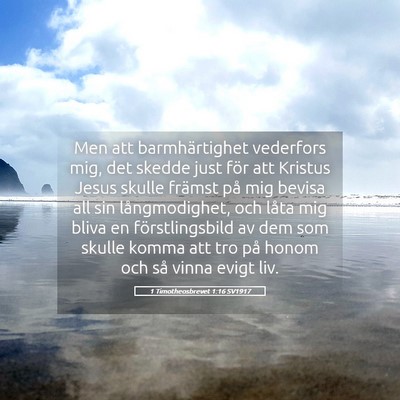 Picture 05 - 1 Timotheosbrevet 1:16 SV1917 - Men att barmhärtighet vederfors mig, det skedde - Bible Verse Picture