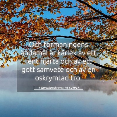 Picture 05 - 1 Timotheosbrevet 1:5 SV1917 - Och förmaningens ändamål är kärlek av ett - Bible Verse Picture