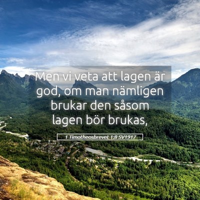 Picture 05 - 1 Timotheosbrevet 1:8 SV1917 - Men vi veta att lagen är god, om man nämligen - Bible Verse Picture