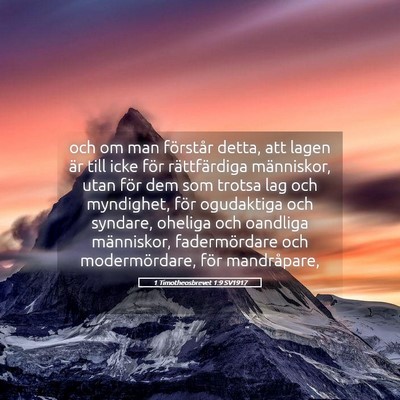 Picture 05 - 1 Timotheosbrevet 1:9 SV1917 - och om man förstår detta, att lagen är till - Bible Verse Picture