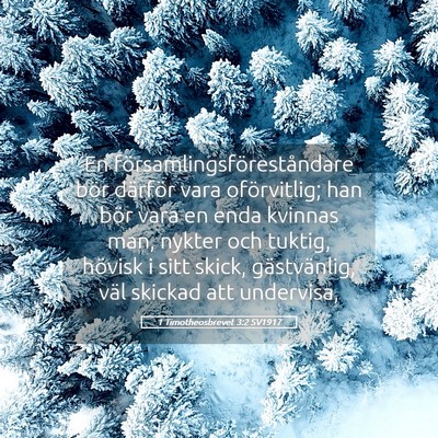Picture 05 - 1 Timotheosbrevet 3:2 SV1917 - En församlingsföreståndare bör därför vara - Bible Verse Picture