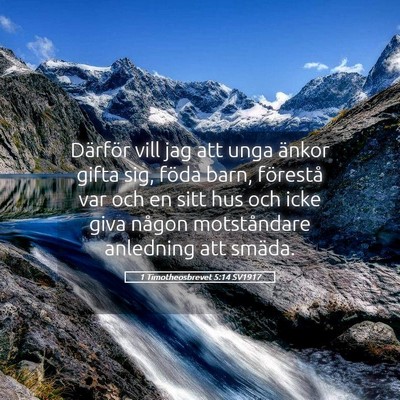 Picture 05 - 1 Timotheosbrevet 5:14 SV1917 - Därför vill jag att unga änkor gifta sig, - Bible Verse Picture