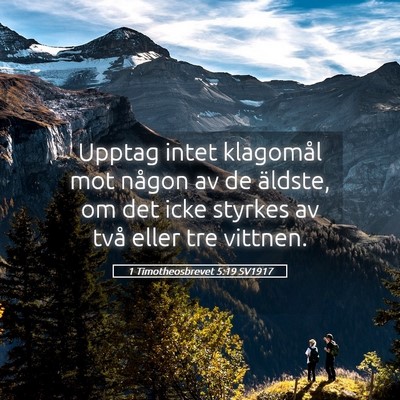 Picture 05 - 1 Timotheosbrevet 5:19 SV1917 - Upptag intet klagomål mot någon av de äldste, - Bible Verse Picture