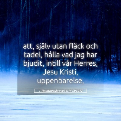 Picture 05 - 1 Timotheosbrevet 6:14 SV1917 - att, själv utan fläck och tadel, hålla vad jag - Bible Verse Picture