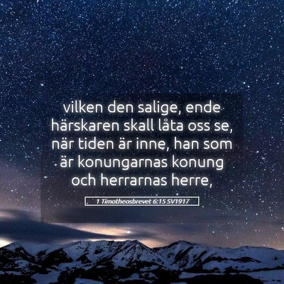 Picture 05 - 1 Timotheosbrevet 6:15 SV1917 - vilken den salige, ende härskaren skall låta - Bible Verse Picture