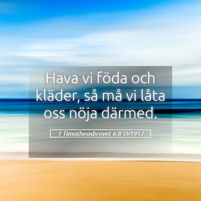 Picture 05 - 1 Timotheosbrevet 6:8 SV1917 - Hava vi föda och kläder, så må vi låta oss - Bible Verse Picture
