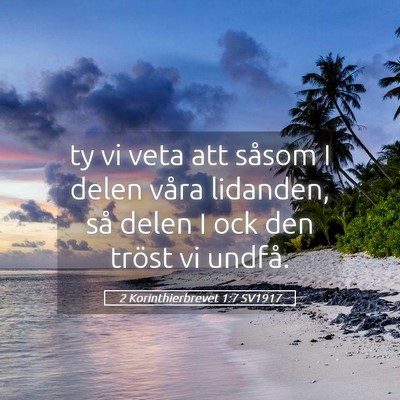Picture 05 - 2 Korinthierbrevet 1:7 SV1917 - ty vi veta att såsom I delen våra lidanden, så - Bible Verse Picture