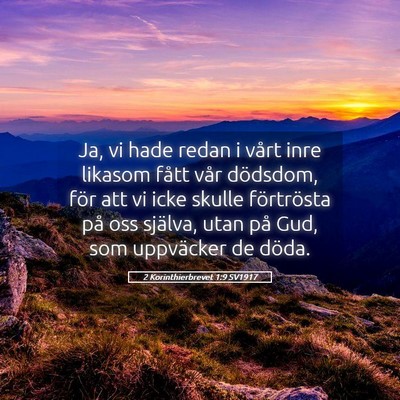 Picture 05 - 2 Korinthierbrevet 1:9 SV1917 - Ja, vi hade redan i vårt inre likasom fått vår - Bible Verse Picture