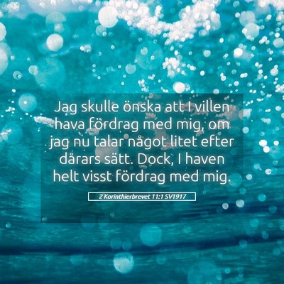 Picture 05 - 2 Korinthierbrevet 11:1 SV1917 - Jag skulle önska att I villen hava fördrag med - Bible Verse Picture