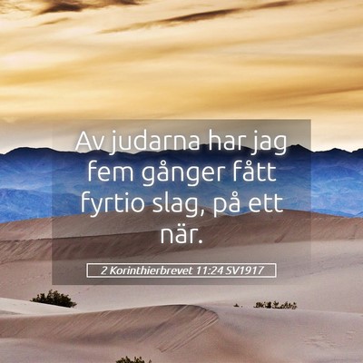 Picture 05 - 2 Korinthierbrevet 11:24 SV1917 - Av judarna har jag fem gånger fått fyrtio slag, - Bible Verse Picture