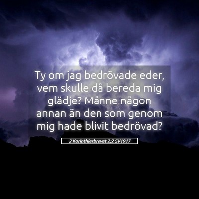 Picture 05 - 2 Korinthierbrevet 2:2 SV1917 - Ty om jag bedrövade eder, vem skulle då bereda - Bible Verse Picture