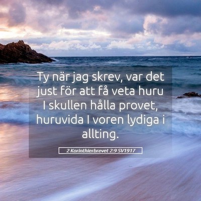 Picture 05 - 2 Korinthierbrevet 2:9 SV1917 - Ty när jag skrev, var det just för att få veta - Bible Verse Picture