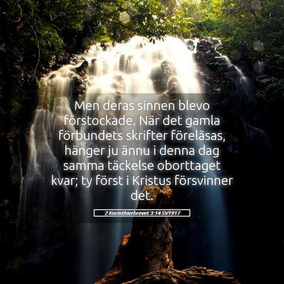 Picture 05 - 2 Korinthierbrevet 3:14 SV1917 - Men deras sinnen blevo förstockade. När det - Bible Verse Picture