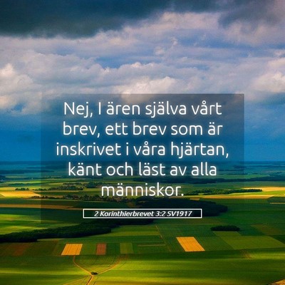 Picture 05 - 2 Korinthierbrevet 3:2 SV1917 - Nej, I ären själva vårt brev, ett brev som är - Bible Verse Picture