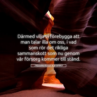 Picture 05 - 2 Korinthierbrevet 8:20 SV1917 - Därmed vilja vi förebygga att man talar illa om - Bible Verse Picture