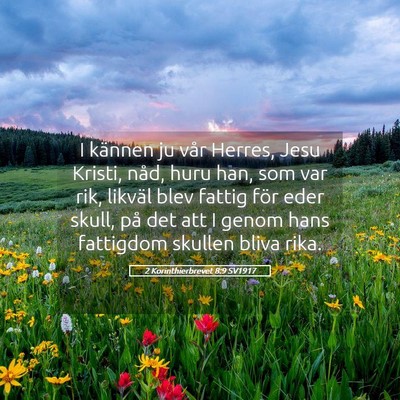 Picture 05 - 2 Korinthierbrevet 8:9 SV1917 - I kännen ju vår Herres, Jesu Kristi, nåd, huru - Bible Verse Picture