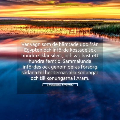 Picture 05 - 2 Krönikeboken 1:17 SV1917 - Var vagn som de hämtade upp från Egypten och - Bible Verse Picture