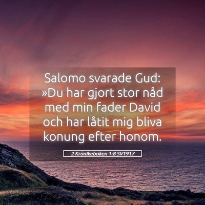 Picture 05 - 2 Krönikeboken 1:8 SV1917 - Salomo svarade Gud: »Du har gjort stor nåd med - Bible Verse Picture