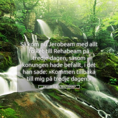 Picture 05 - 2 Krönikeboken 10:12 SV1917 - Så kom nu Jerobeam med allt folket till Rehabeam - Bible Verse Picture