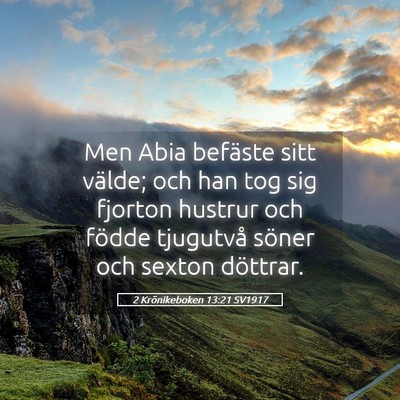 Picture 05 - 2 Krönikeboken 13:21 SV1917 - Men Abia befäste sitt välde; och han tog sig - Bible Verse Picture