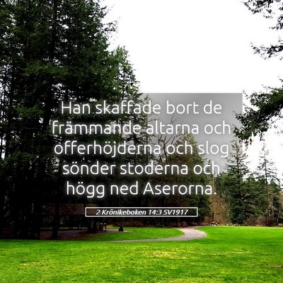 Picture 05 - 2 Krönikeboken 14:3 SV1917 - Han skaffade bort de främmande altarna och - Bible Verse Picture
