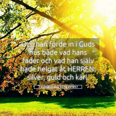 Picture 05 - 2 Krönikeboken 15:18 SV1917 - Och han förde in i Guds hus både vad hans fader - Bible Verse Picture