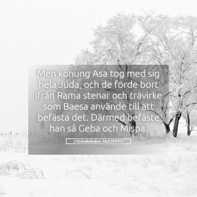 Picture 05 - 2 Krönikeboken 16:6 SV1917 - Men konung Asa tog med sig hela Juda, och de - Bible Verse Picture