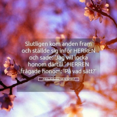 Picture 05 - 2 Krönikeboken 18:20 SV1917 - Slutligen kom anden fram och ställde sig inför - Bible Verse Picture