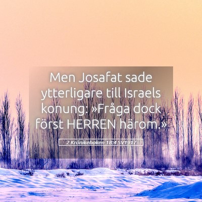 Picture 05 - 2 Krönikeboken 18:4 SV1917 - Men Josafat sade ytterligare till Israels konung: - Bible Verse Picture