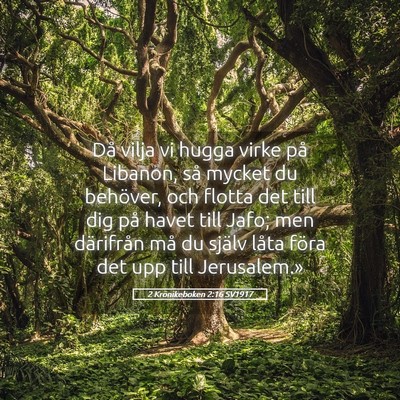 Picture 05 - 2 Krönikeboken 2:16 SV1917 - Då vilja vi hugga virke på Libanon, så mycket - Bible Verse Picture