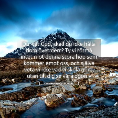 Picture 05 - 2 Krönikeboken 20:12 SV1917 - Du, vår Gud, skall du icke hålla dom över dem? - Bible Verse Picture