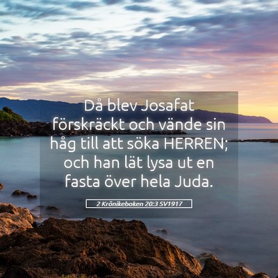 Picture 05 - 2 Krönikeboken 20:3 SV1917 - Då blev Josafat förskräckt och vände sin håg - Bible Verse Picture