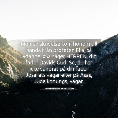 Picture 05 - 2 Krönikeboken 21:12 SV1917 - Men en skrivelse kom honom till handa från - Bible Verse Picture