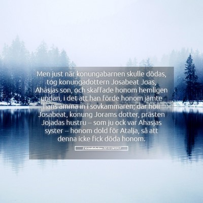 Picture 05 - 2 Krönikeboken 22:11 SV1917 - Men just när konungabarnen skulle dödas, tog - Bible Verse Picture